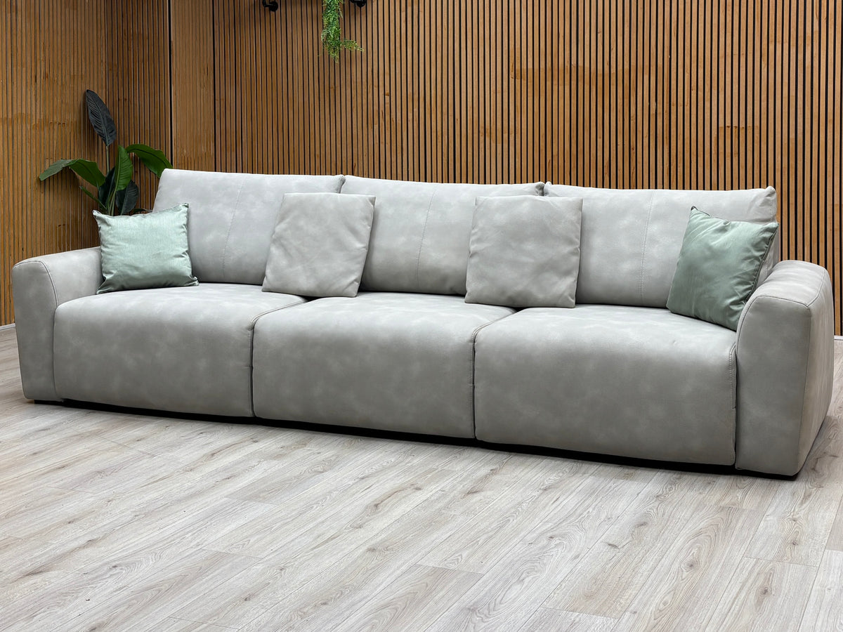 Ideal Home ‘Gemini’ Bluish Grey Suede Fabric 3 Seater Sofa