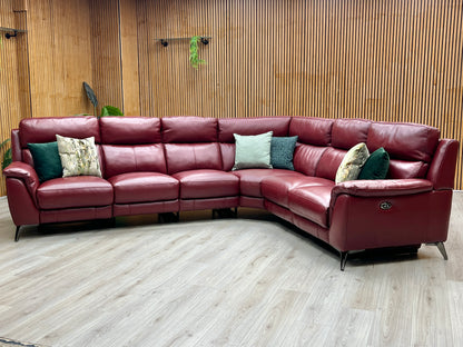 'Contempo' Burgundy Red Leather Double Power Recliner XL Modular Corner Sofa