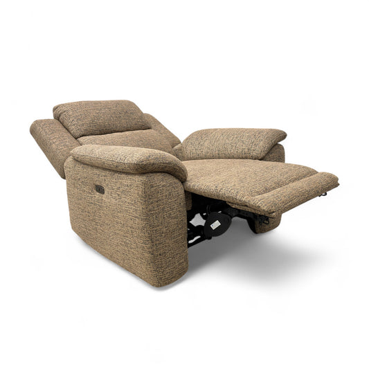 ‘Utah’ Cocoa We-0103 Tight Weave Fabric Power Recliner Armchair