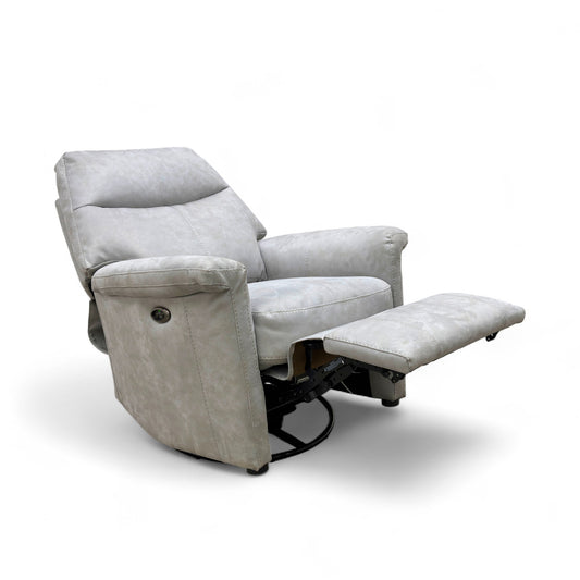 Compact Collection ‘Lille’ Bluish Grey Suede Rocker Swivel Chair with Power Recliner