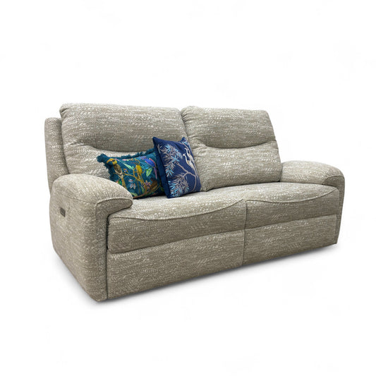 G Plan ‘Amesbury’ A049 Maddox Olive Tight Weave Fabric 3 Seater Power Recliner Sofa