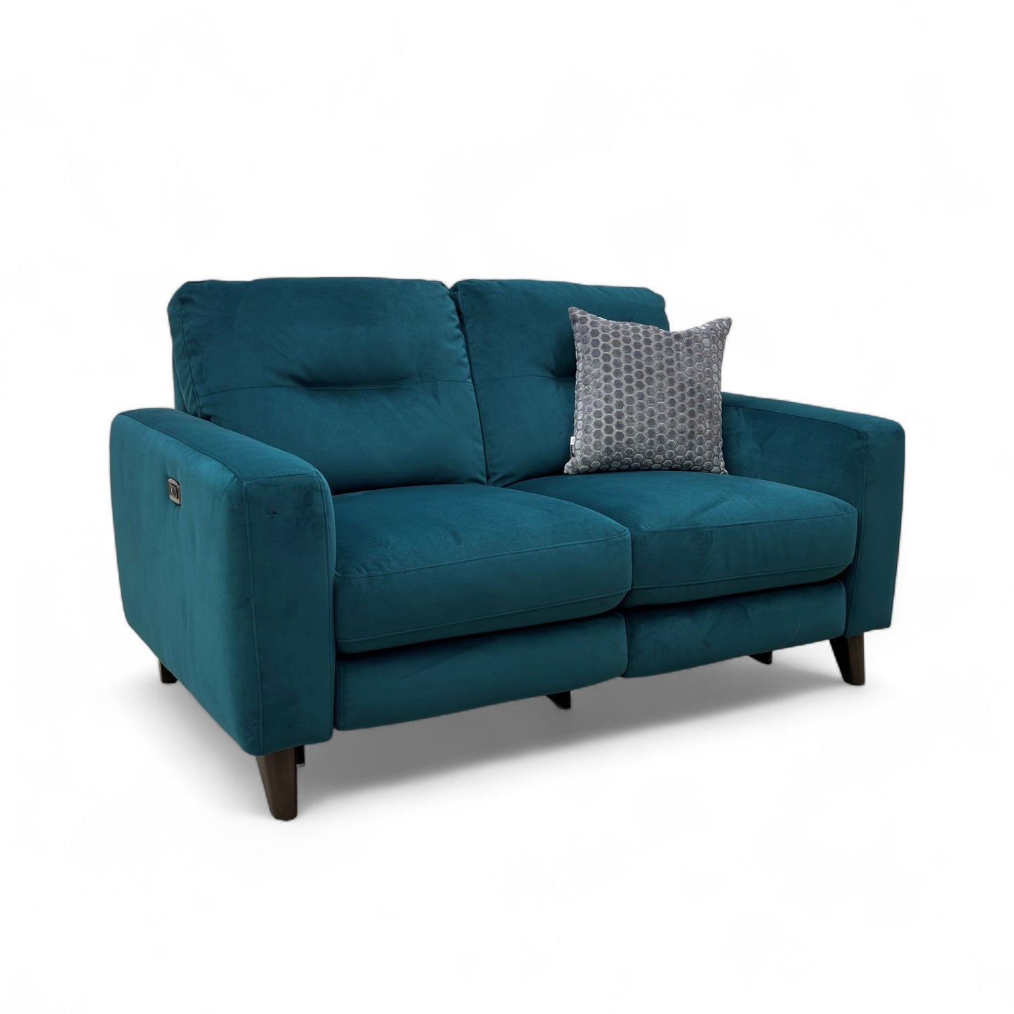 ‘Jules’ Fab-Meg-R36 Lake Green Velvet 2 Seater Power Recliner Sofa