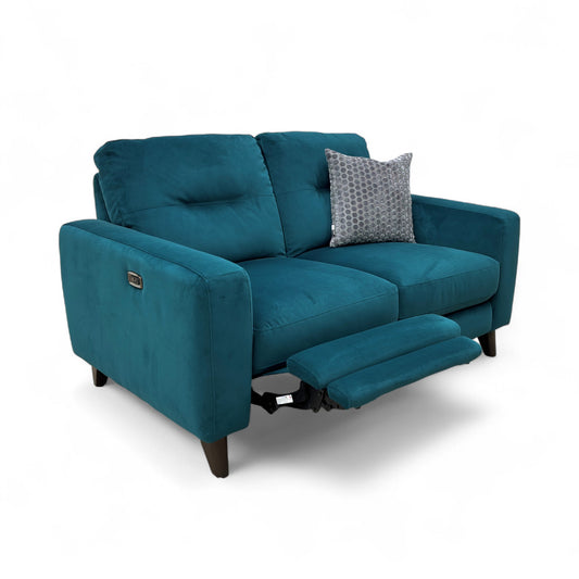 ‘Jules’ Fab-Meg-R36 Lake Green Velvet 2 Seater Power Recliner Sofa