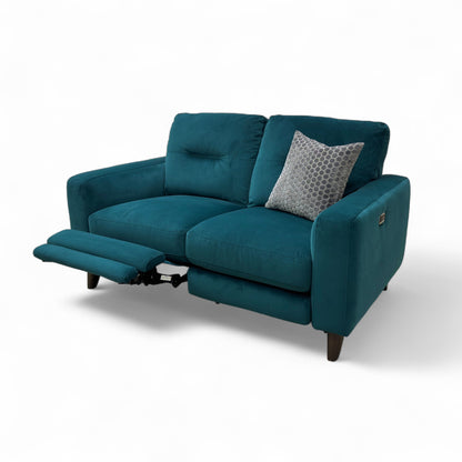‘Jules’ Fab-Meg-R36 Lake Green Velvet 2 Seater Power Recliner Sofa