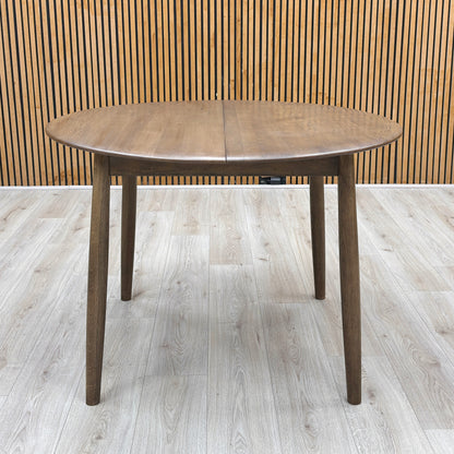 ‘Stockholm’ Dark Oak Solid Oak 110cm Round Extending Dining Table