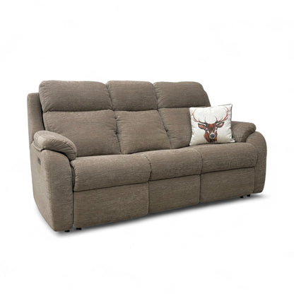 G Plan ‘Kingsbury’ C224 Destiny Storm Chenille Fabric Power Recliner 3 Seater Sofa with Power Headrest and Power Lumbar