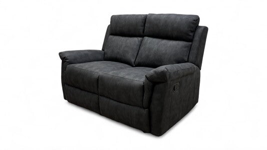 ‘Oscar’ Charcoal Soft Leather Manual Recliner 2 Seater Sofa