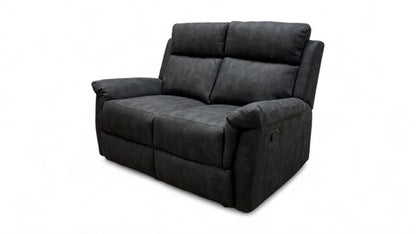 ‘Oscar’ Charcoal Soft Leather Manual Recliner 2 Seater Sofa