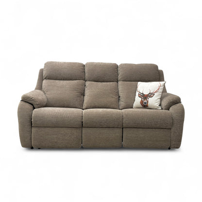 G Plan ‘Kingsbury’ C224 Destiny Storm Chenille Fabric Power Recliner 3 Seater Sofa with Power Headrest and Power Lumbar
