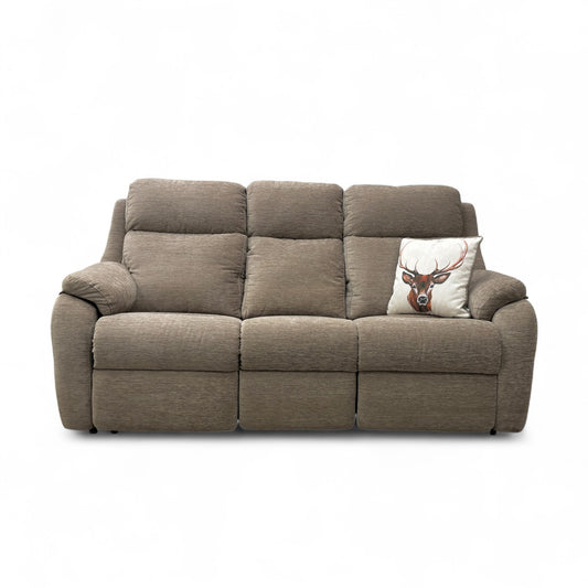 G Plan ‘Kingsbury’ C224 Destiny Storm Chenille Fabric Power Recliner 3 Seater Sofa with Power Headrest and Power Lumbar