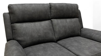 ‘Oscar’ Charcoal Soft Leather Manual Recliner 2 Seater Sofa
