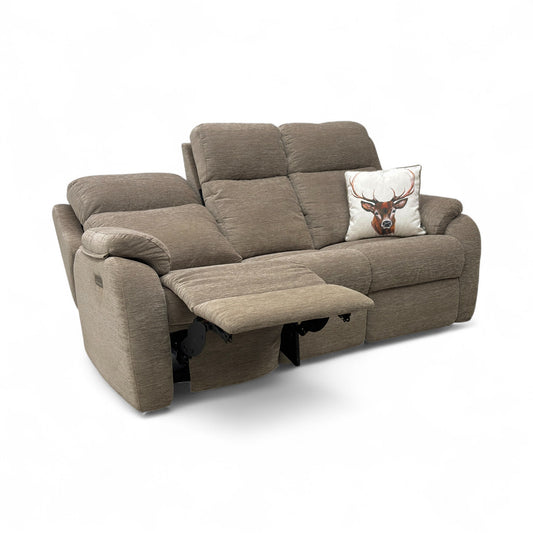 G Plan ‘Kingsbury’ C224 Destiny Storm Chenille Fabric Power Recliner 3 Seater Sofa with Power Headrest and Power Lumbar
