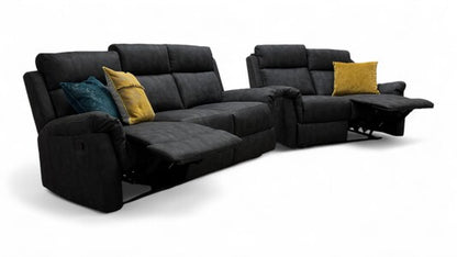 ‘Oscar’ Charcoal Soft Leather Manual Recliner 3 + 2 Seater Sofa Set
