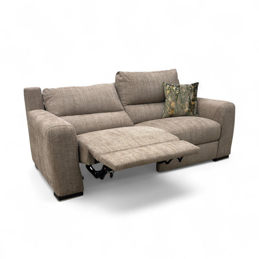 ‘Viali’ River Cappuccino 2 Woven Fabric 3 Seater Power Recliner Sofa