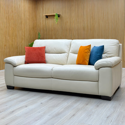 ‘Hetty’ Nc-862c Bisque Cream Leather 3 Seater Sofa