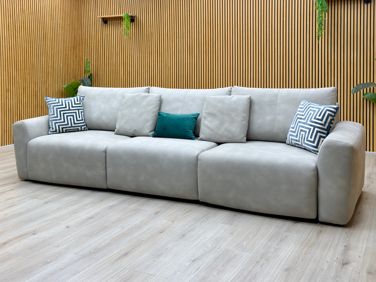 Ideal Home ‘Gemini’ Bluish Grey Suede Fabric 3 Seater Power Glider Sofa