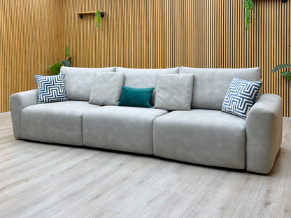 Ideal Home ‘Gemini’ Bluish Grey Suede Fabric 3 Seater Power Glider Sofa