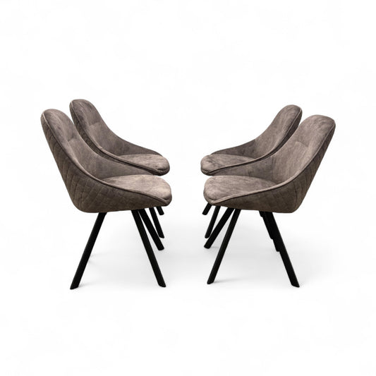 ‘Enterprise’ Taupe Faux Suede Quilted Finish Swivel Dining Chairs - Set of 4