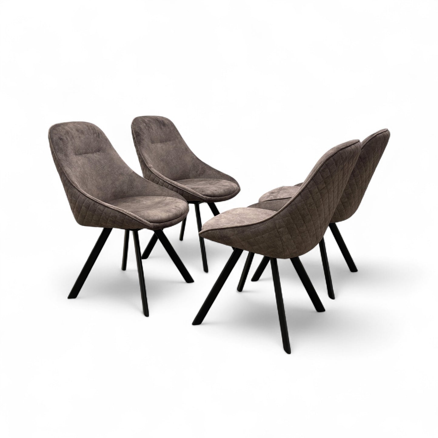 ‘Enterprise’ Taupe Faux Suede Quilted Finish Swivel Dining Chairs - Set of 4