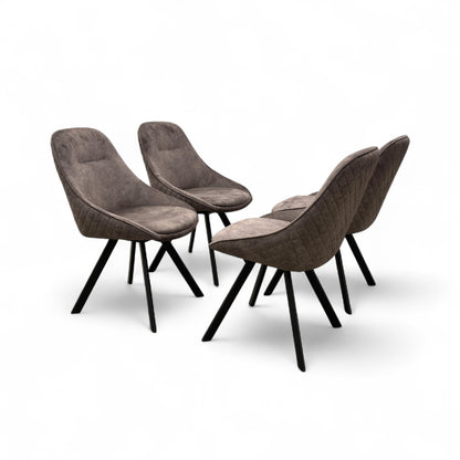 ‘Enterprise’ Taupe Faux Suede Quilted Finish Swivel Dining Chairs - Set of 4