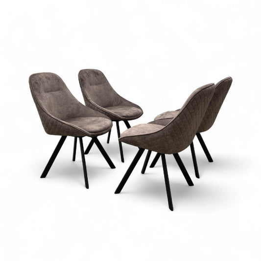 ‘Enterprise’ Taupe Faux Suede Quilted Finish Swivel Dining Chairs - Set of 4