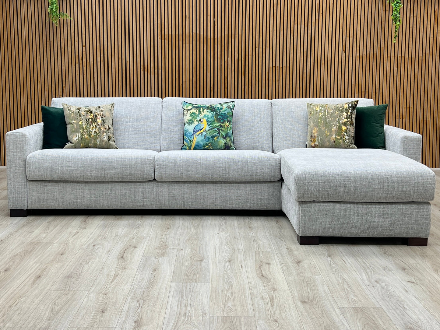 'Alcova’ Grey Fabric 3 Seater Sofa Bed with Storage Chaise Furniture Village