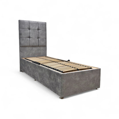 ‘Dice’ Marble Dapple Grey Electrical Adjustable Bed + Floor Standing Headboard - Single