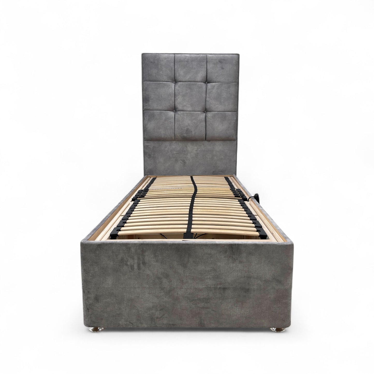 ‘Dice’ Marble Dapple Grey Electrical Adjustable Bed + Floor Standing Headboard - Single
