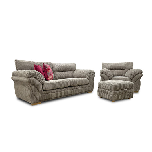 'Zana' Steel Marley 3 Seater Sofa + Armchair + Storage Footstool