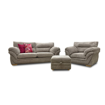 'Zana' Steel Marley 3 Seater Sofa + Armchair + Storage Footstool
