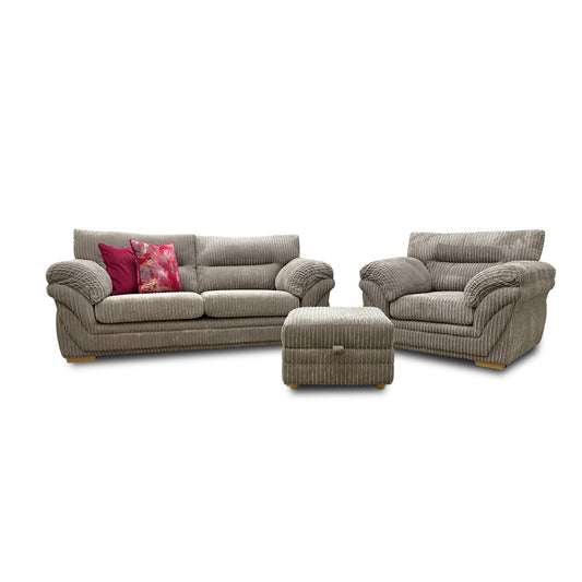 'Zana' Steel Marley 3 Seater Sofa + Armchair + Storage Footstool