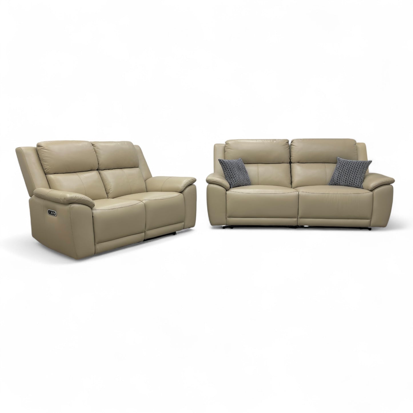 ‘Utah’ Pebble La-4305 Leather 3 + 2 Seater Power Recliner Sofa Set with Power Headrests and Power Lumbar
