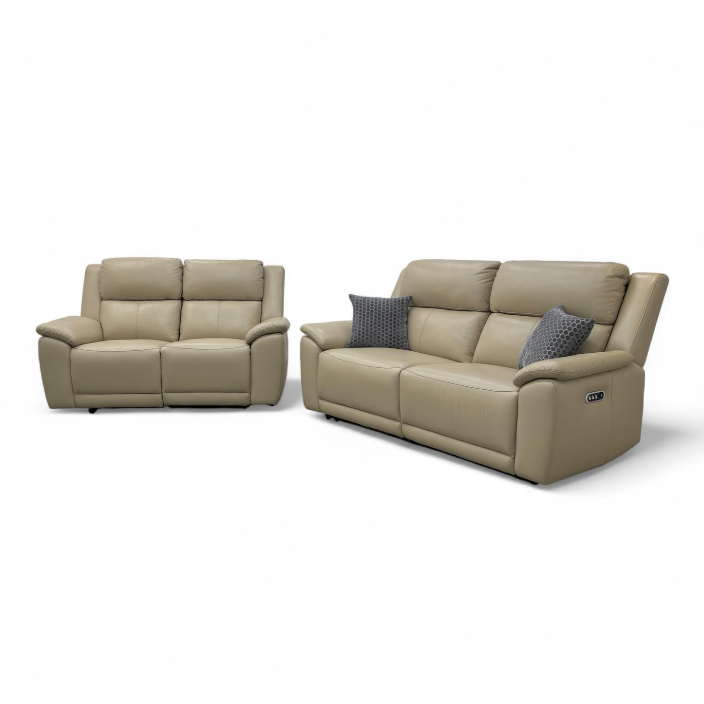 ‘Utah’ Pebble La-4305 Leather 3 + 2 Seater Power Recliner Sofa Set with Power Headrests and Power Lumbar