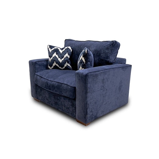 'Dillon' Navy Blue Linen Fabric 80cm Standard Chair Sofa Bed