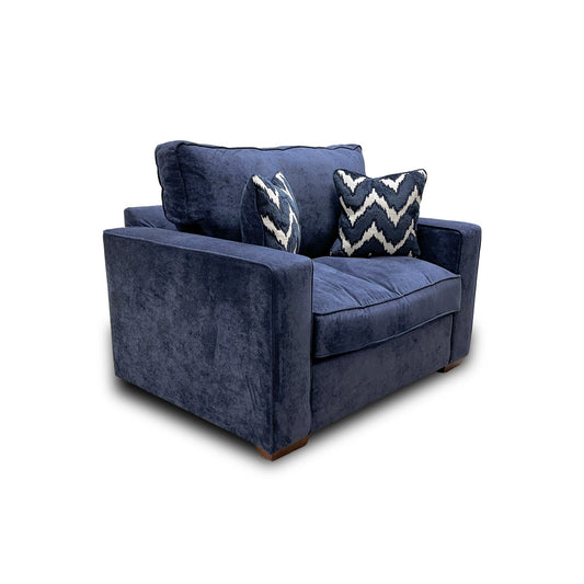 'Dillon' Navy Blue Linen Fabric 80cm Standard Chair Sofa Bed