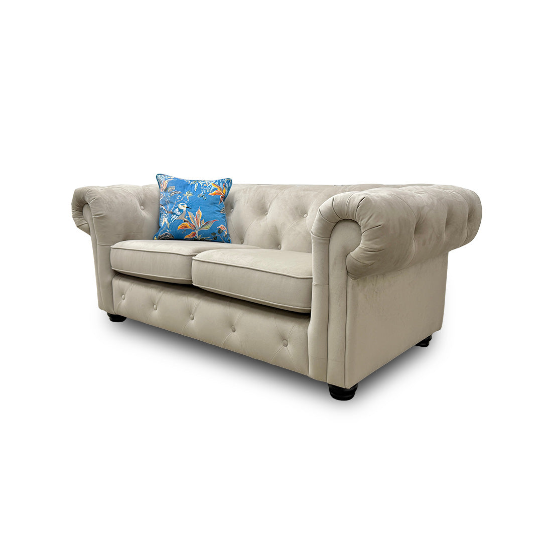 'Belair' Stone Sensual Velvet 2 Seater Sofa