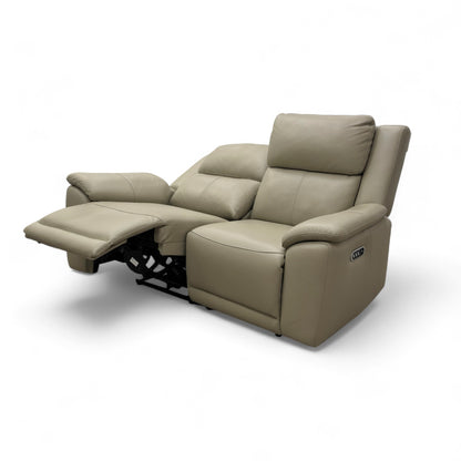 ‘Utah' Natural Sand La-4827 Leather 2 Seater Power Recliner Sofa with Power Headrests and Power Lumbar