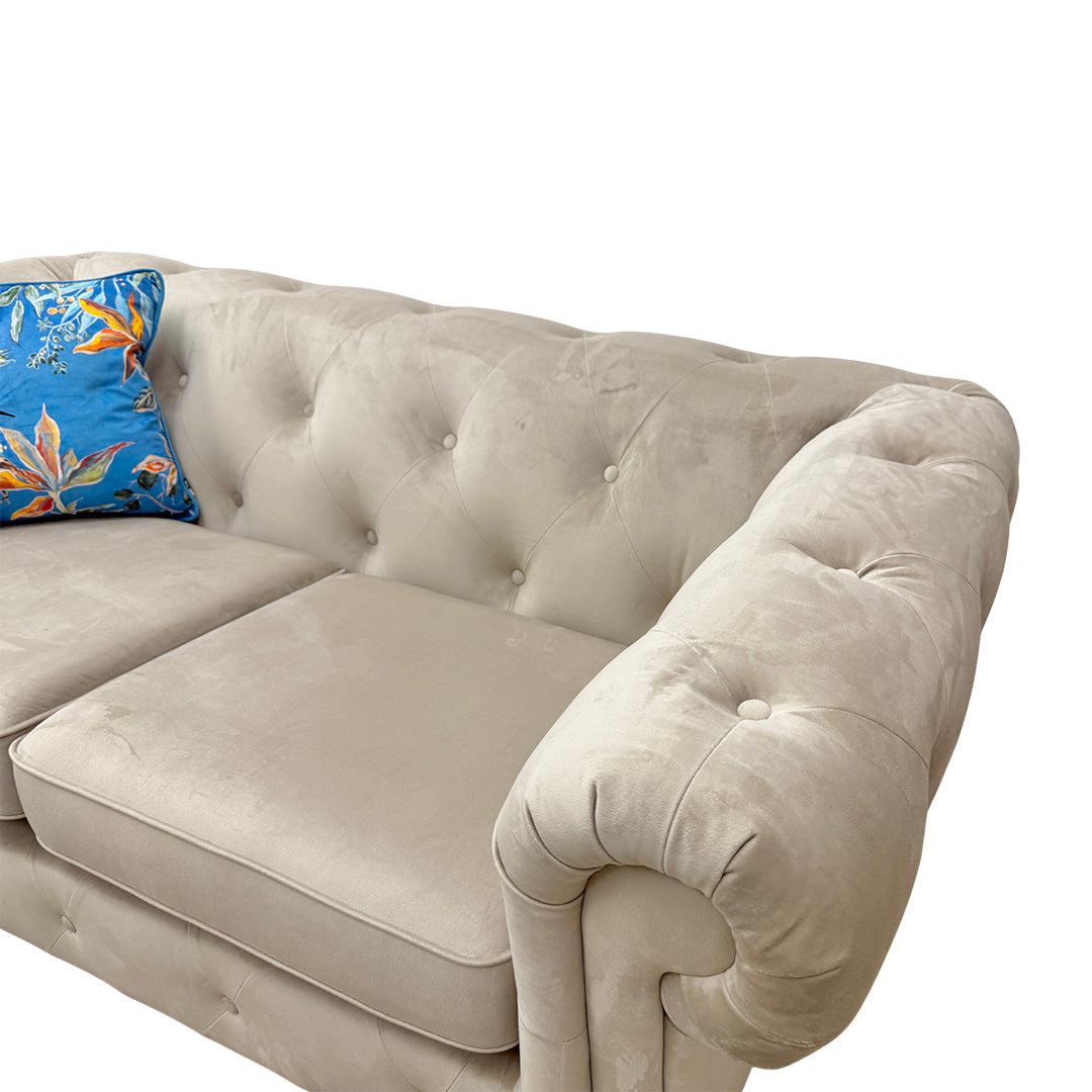 'Belair' Stone Sensual Velvet 2 Seater Sofa