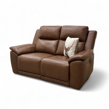‘Utah' Roast Lx-6414 Leather 2 Seater Power Recliner Sofa