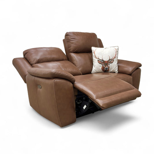 ‘Utah' Roast Lx-6414 Leather 2 Seater Power Recliner Sofa