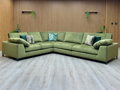 ‘Euphoria’ Olive Green Velvet 2 Corner 3 Sofa DFS