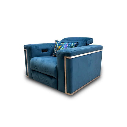 'Cora' Teal Velvet Power Recliner Chair with Power Headrests