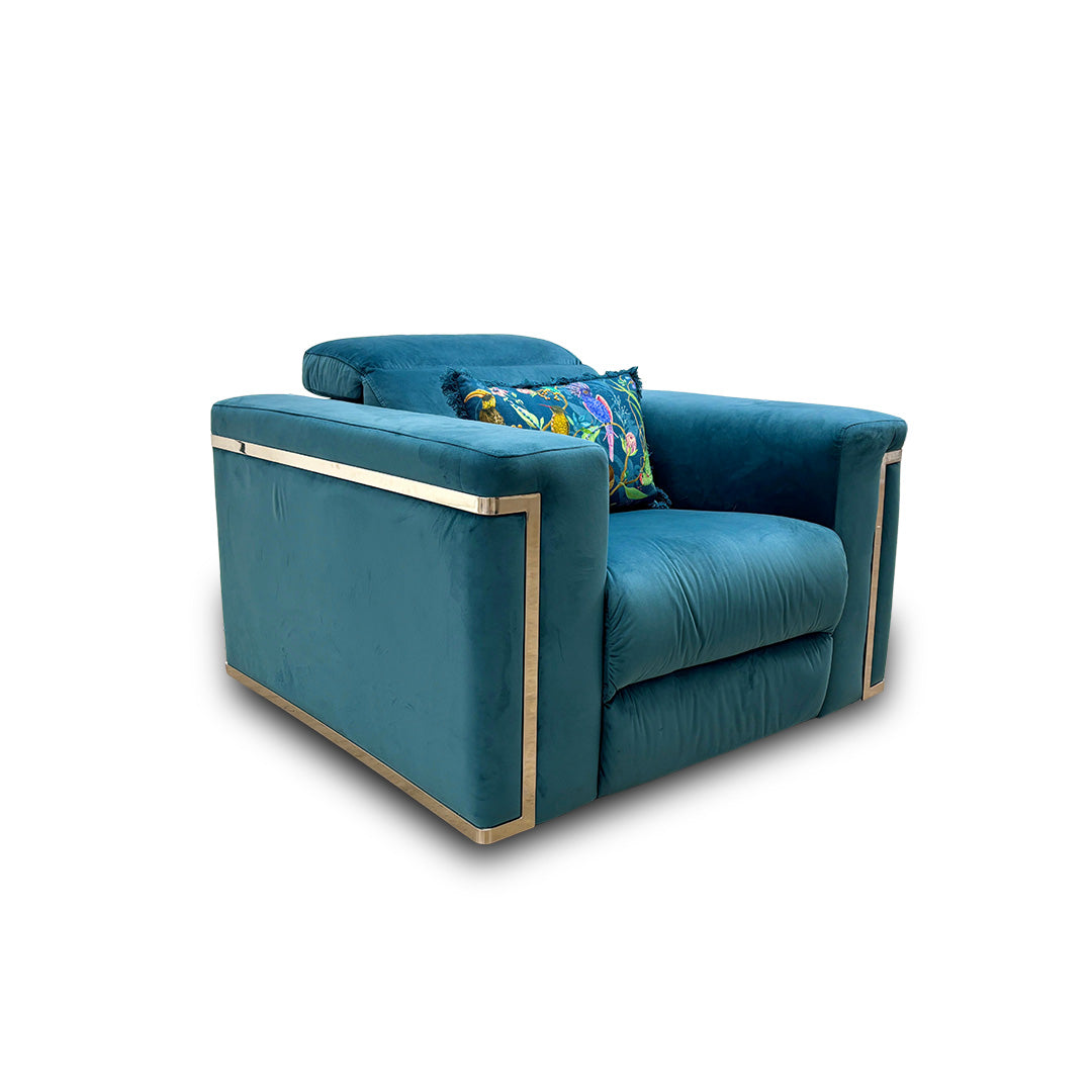 'Cora' Teal Velvet Power Recliner Chair with Power Headrests