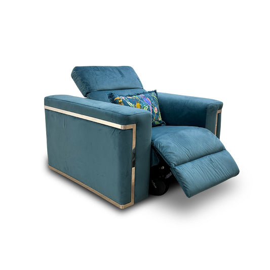 'Cora' Teal Velvet Power Recliner Chair with Power Headrests