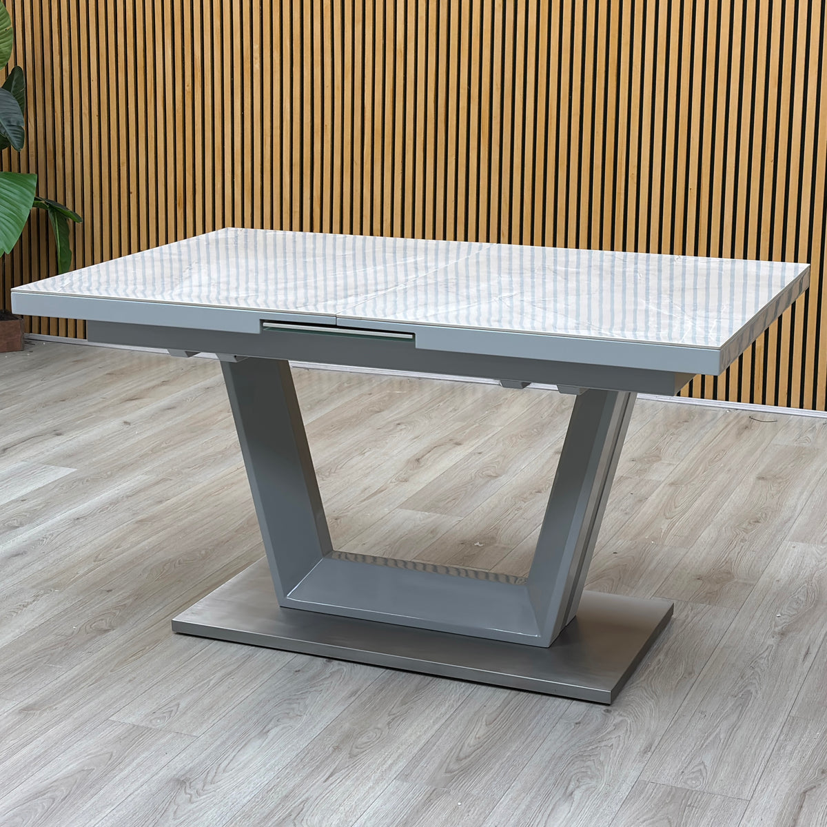 'Grigio' High Gloss Grey Small Pop Up Extending Dining Table