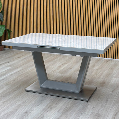 'Grigio' High Gloss Grey Small Pop Up Extending Dining Table