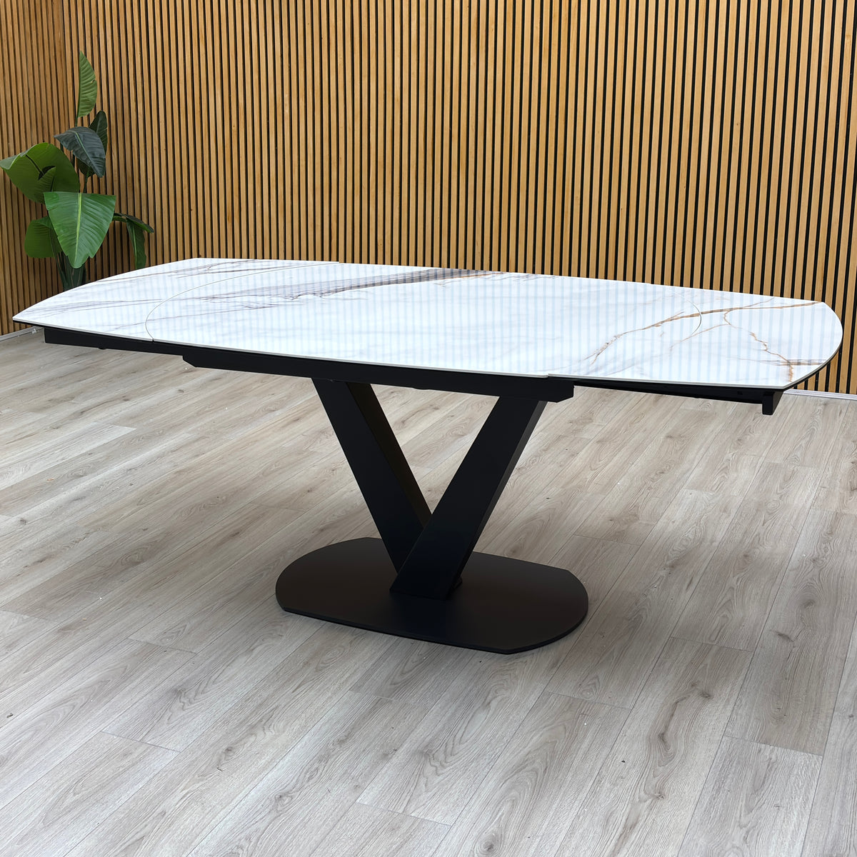 ‘Julio’ Fiorentino Marble Ceramic Top 130cm Swivel Extending Dining Table