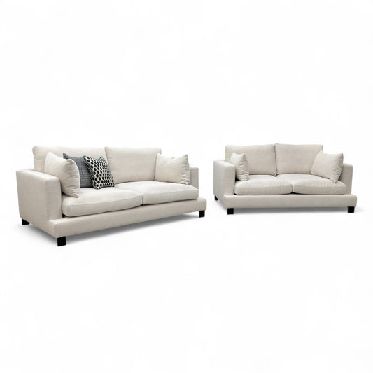 Dwell ‘Lugano’ Ivory Jagger Fabric 3 + 2 Seater Sofa Set