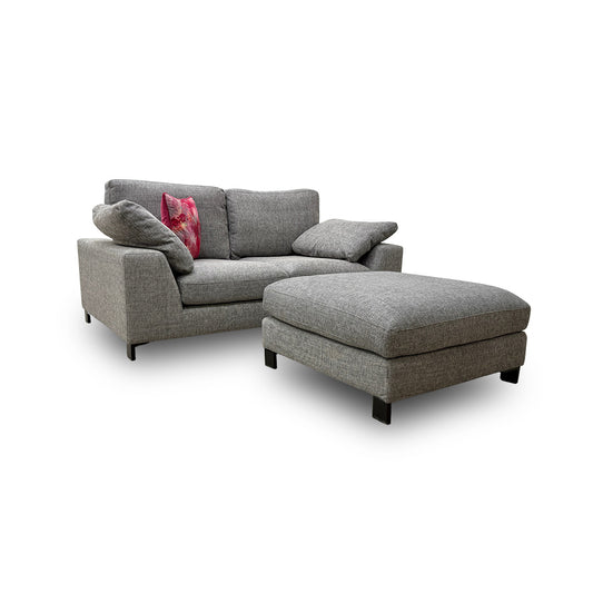 'Euphoria' Mushroom Breeze Plain 2 Seater Sofa + Large Square Footstool