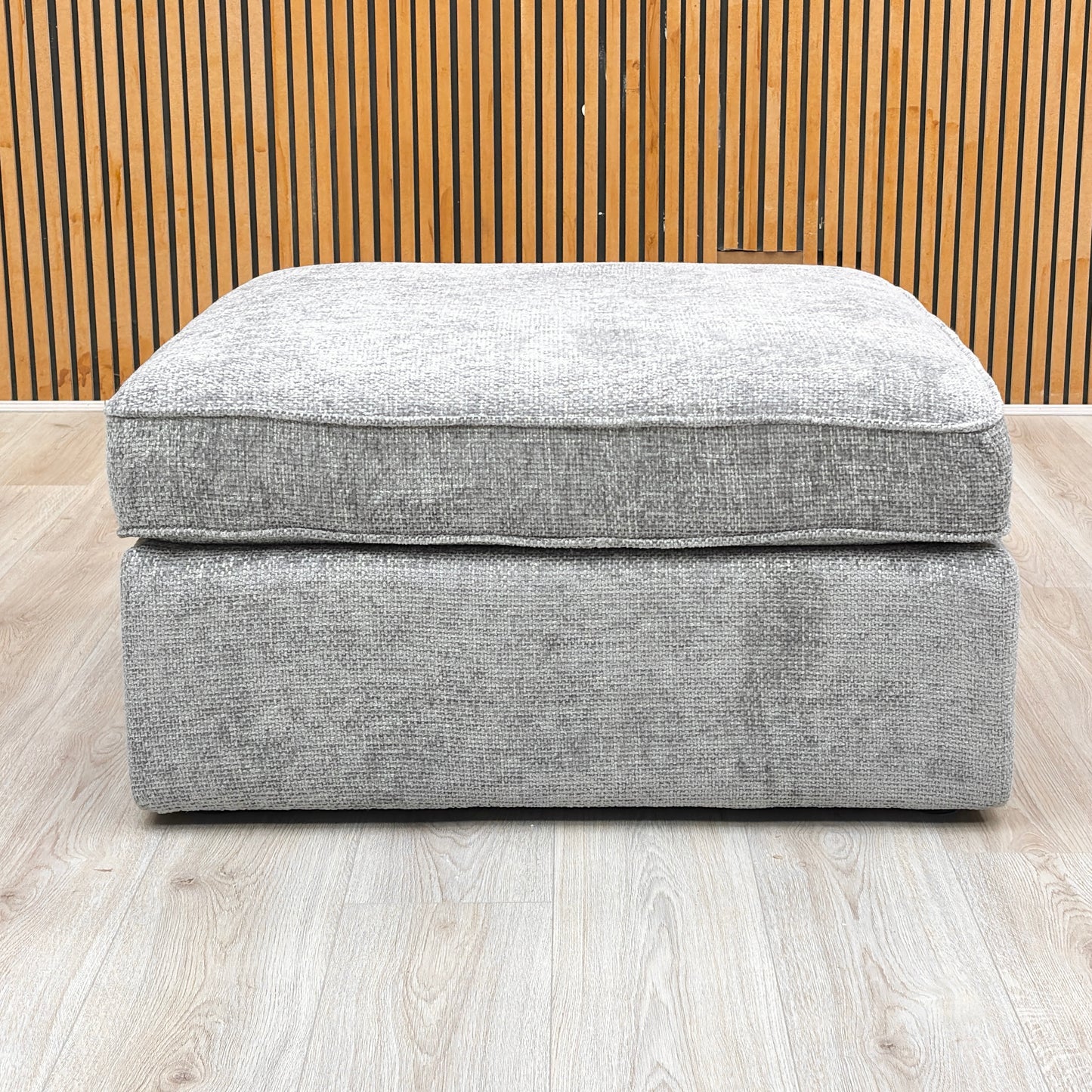 'Emilia' Stone Woven Fabric Square Footstool